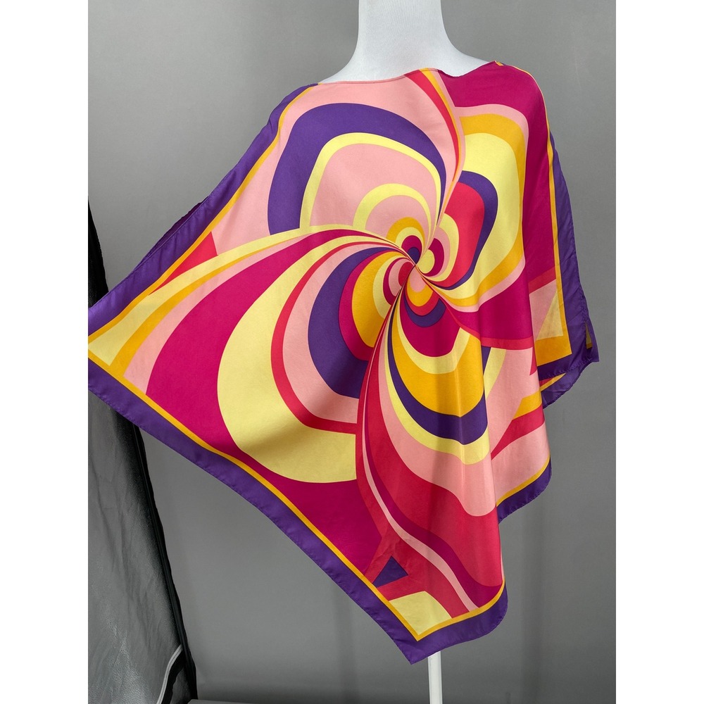 Vintage Gap Silk Psychedelic Swirl Poncho Top One Size Pink Purple Y2k 2005